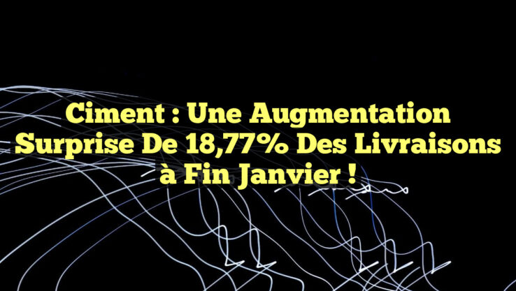 Ciment : Une Augmentation Surprise de 18,77% des Livraisons à Fin Janvier ! Ciment : Une Augmentation Surprise de 18,77% des Livraisons à Fin Janvier !