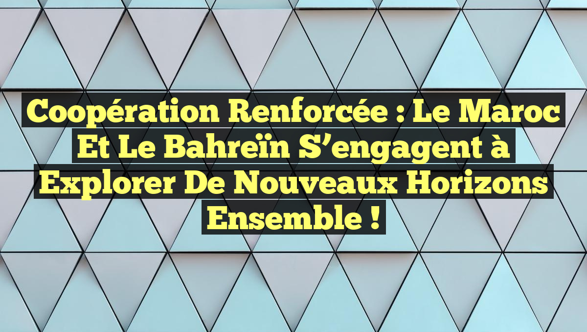 Coopération renforcée : Le Maroc et le Bahreïn s&rsquo;engagent à explorer de nouveaux horizons ensemble !