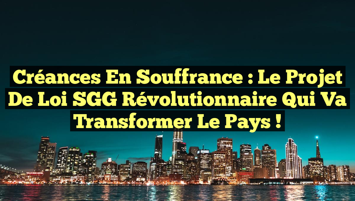 Créances en Souffrance : Le Projet de Loi SGG Révolutionnaire qui Va Transformer le Pays !
