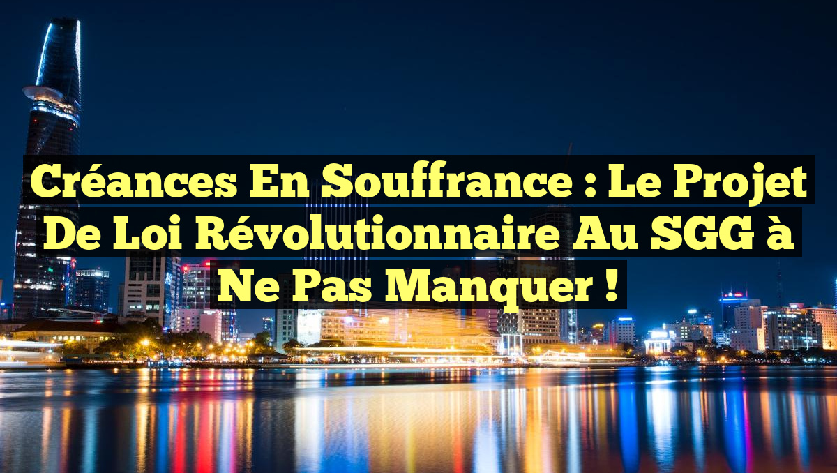 Créances en Souffrance : Le Projet de Loi Révolutionnaire au SGG à Ne Pas Manquer !