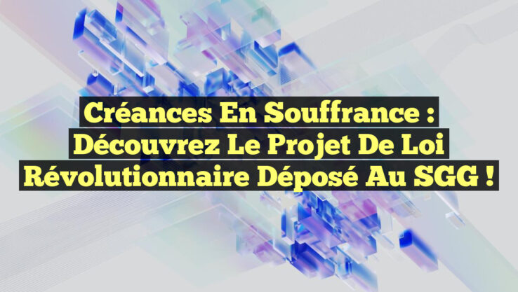 Créances en Souffrance : Découvrez le Projet de Loi Révolutionnaire Déposé au SGG !