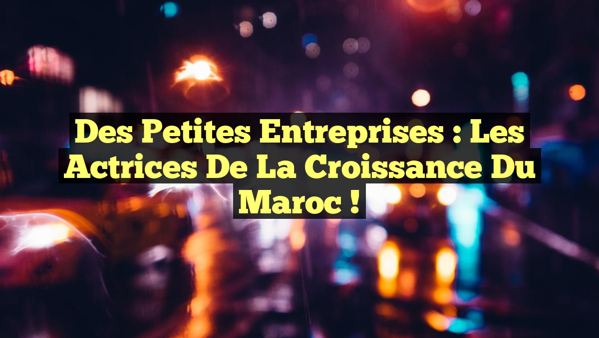 Des Petites Entreprises : Les Actrices de la Croissance du Maroc !