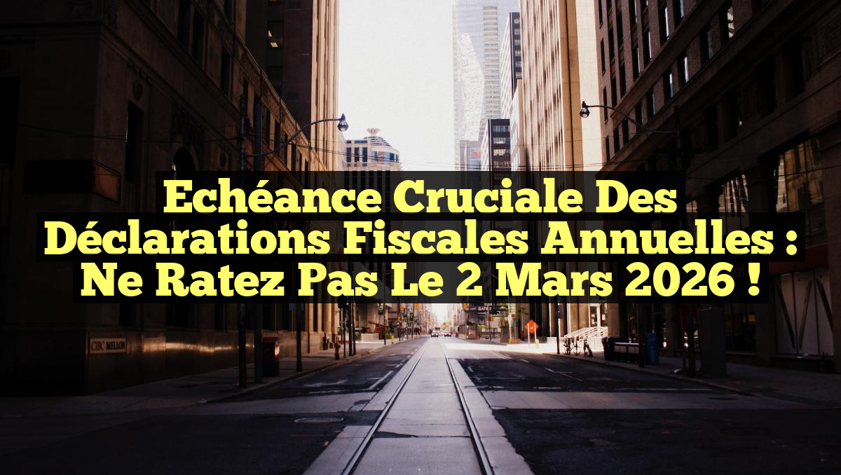 Echéance Cruciale des Déclarations Fiscales Annuelles : Ne Ratez Pas le 2 Mars 2026 !