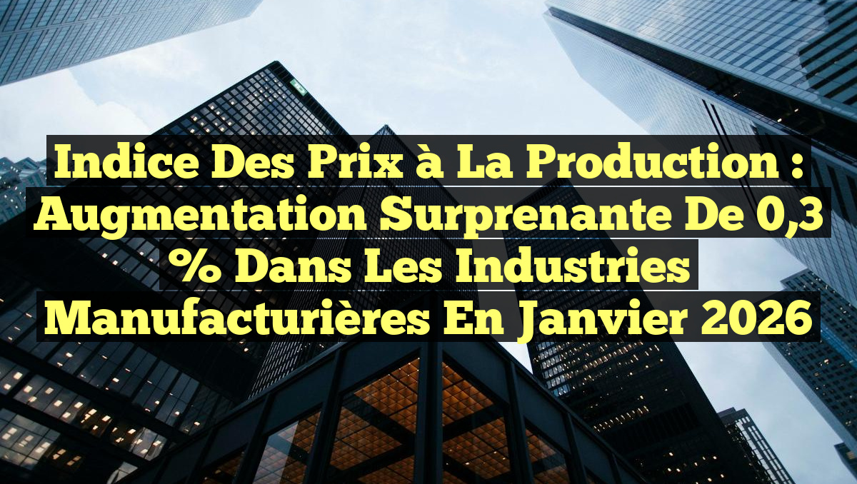 Indice des Prix à la Production : Augmentation Surprenante de 0,3 % dans les Industries Manufacturières en Janvier 2026