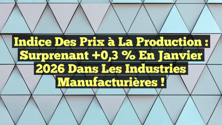 Indice des Prix à la Production : Surprenant +0,3 % en Janvier 2026 dans les Industries Manufacturières !