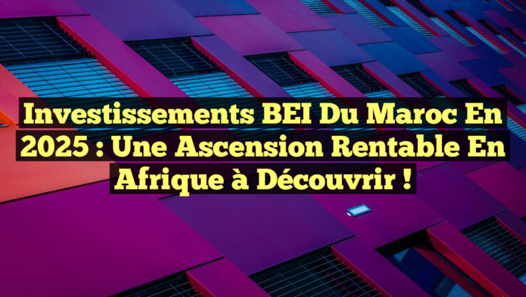 Investissements BEI du Maroc en 2025 : Une Ascension Rentable en Afrique à Découvrir !