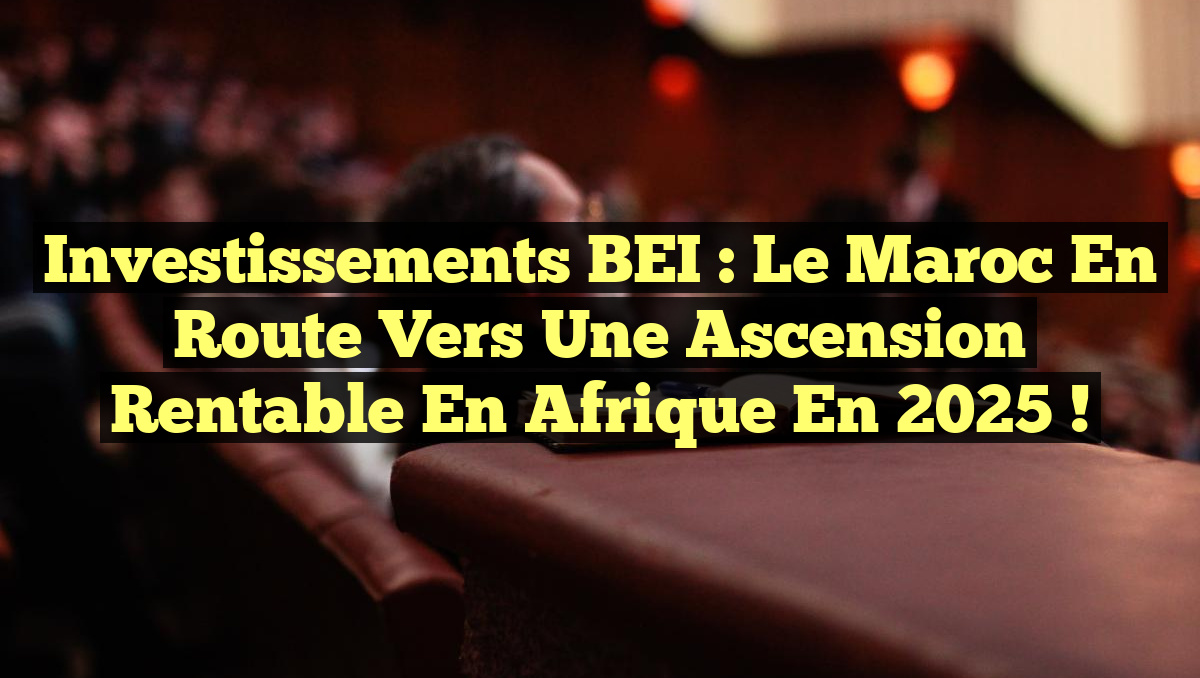 Investissements BEI : Le Maroc en Route vers une Ascension Rentable en Afrique en 2025 !
