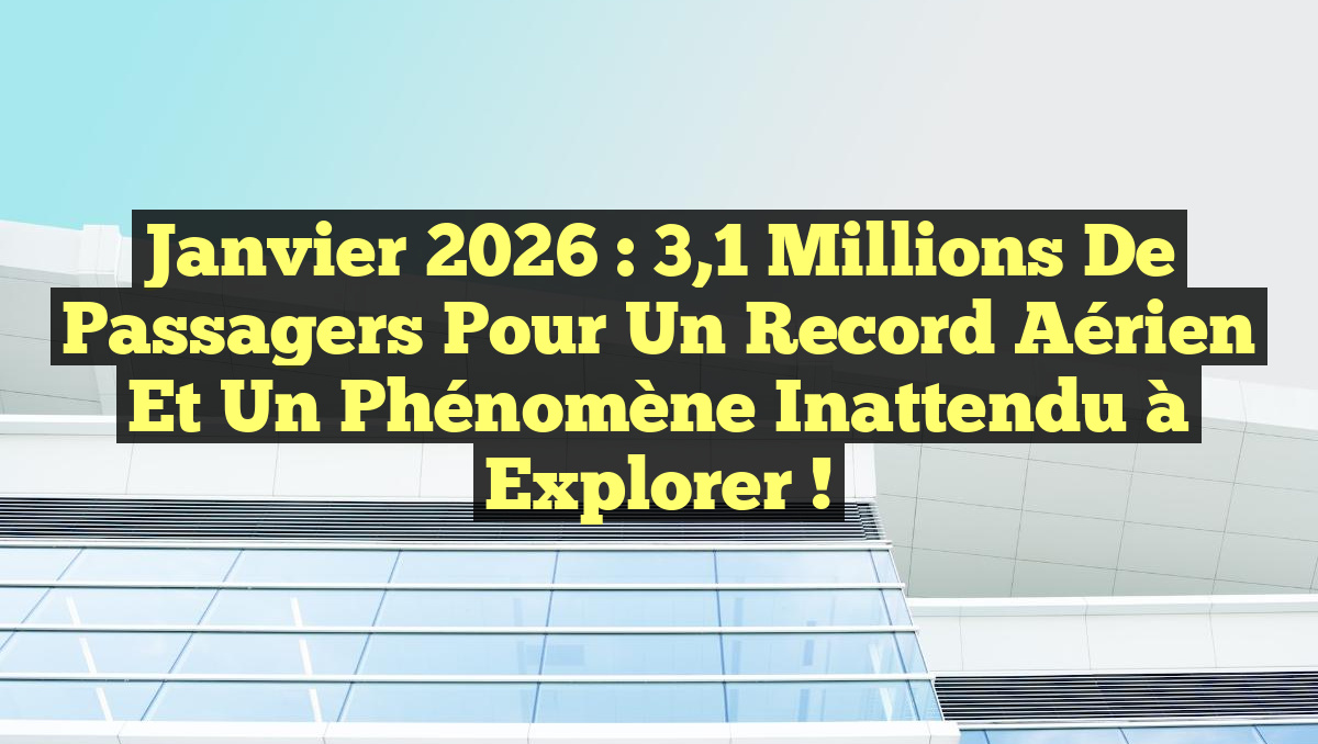Janvier 2026 : 3,1 millions de passagers pour un record aérien et un phénomène inattendu à explorer !