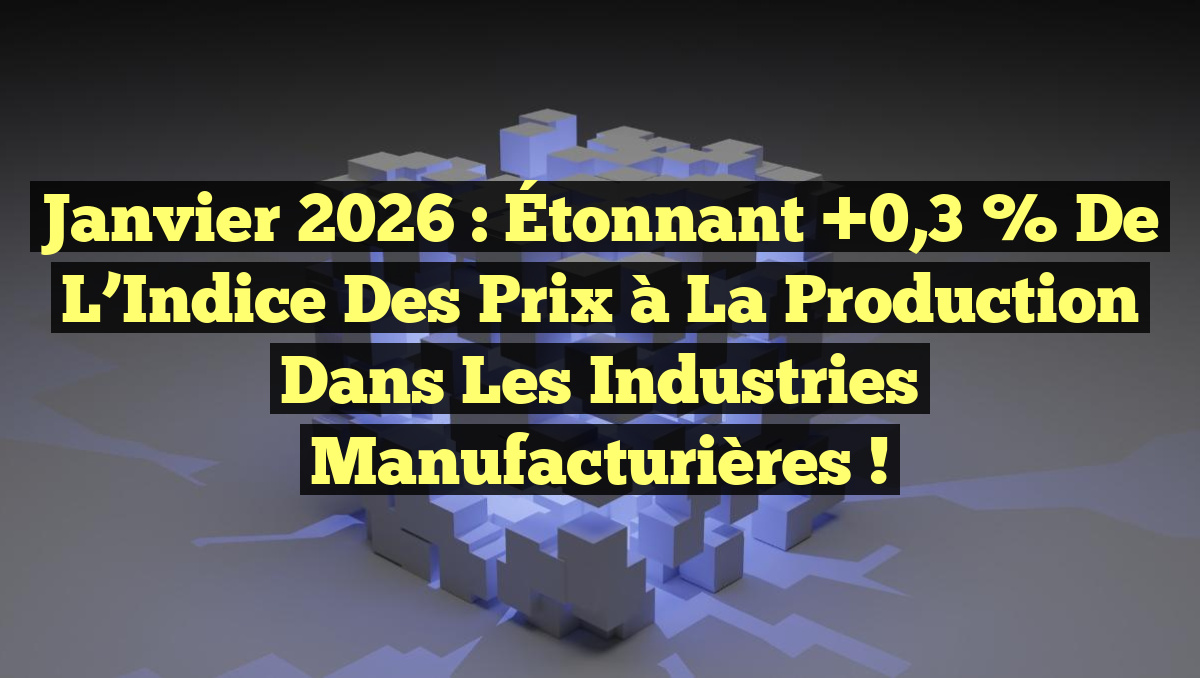 Janvier 2026 : Étonnant +0,3 % de l&rsquo;Indice des Prix à la Production dans les Industries Manufacturières !