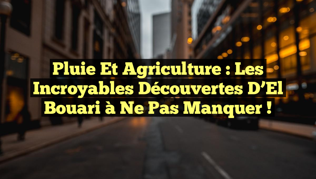 Pluie et Agriculture : Les Incroyables Découvertes d&rsquo;El Bouari à Ne Pas Manquer !