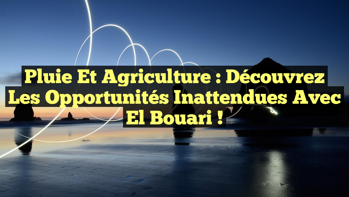 Pluie et Agriculture : Découvrez les Opportunités Inattendues avec El Bouari !