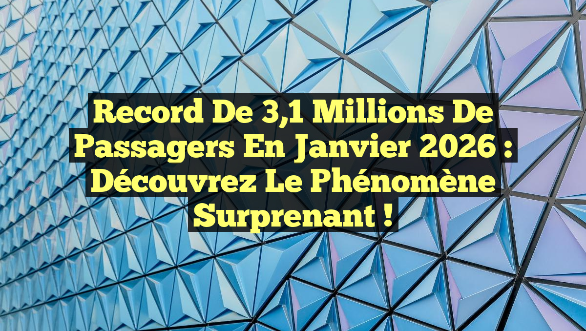 Record de 3,1 millions de passagers en janvier 2026 : Découvrez le phénomène surprenant !