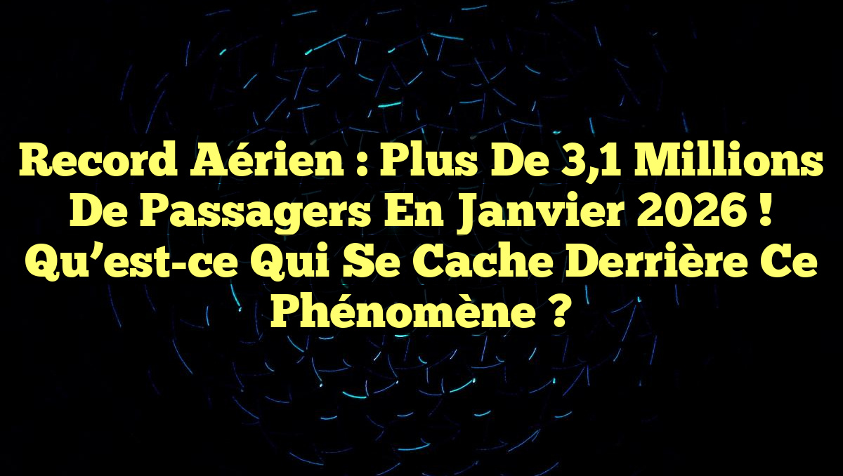 Record aérien : Plus de 3,1 millions de passagers en janvier 2026 ! Qu&rsquo;est-ce qui se cache derrière ce phénomène ?