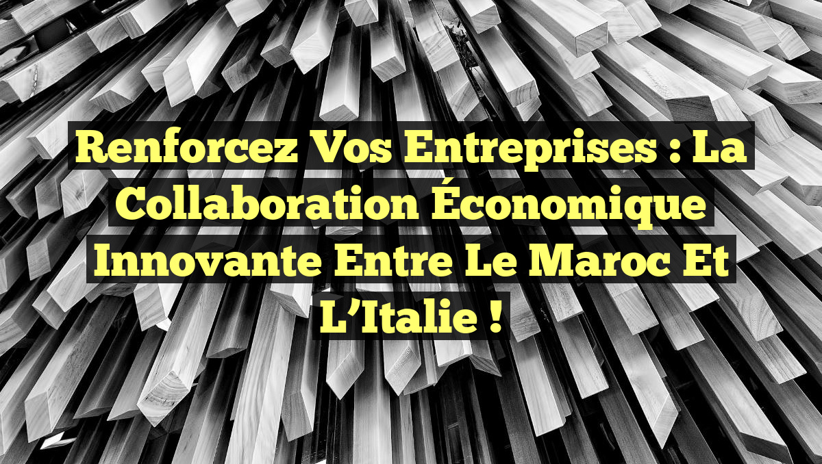 Renforcez Vos Entreprises : La Collaboration Économique Innovante entre le Maroc et l&rsquo;Italie !