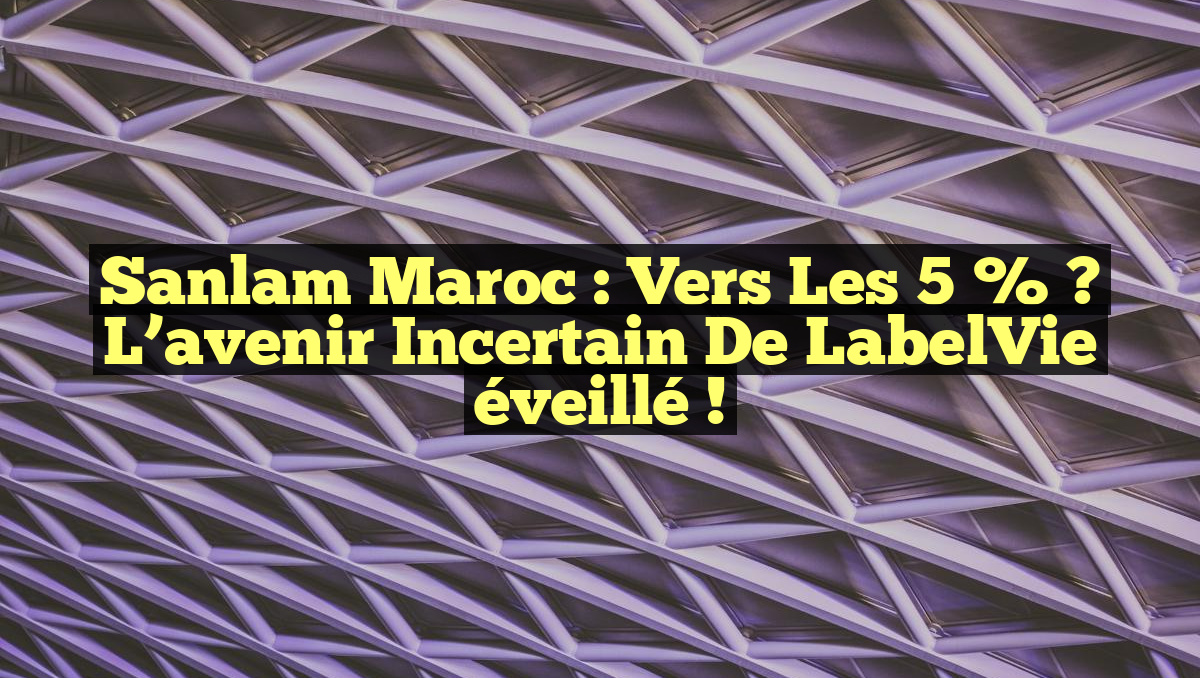 Sanlam Maroc : Vers les 5 % ? L&rsquo;avenir incertain de LabelVie éveillé !