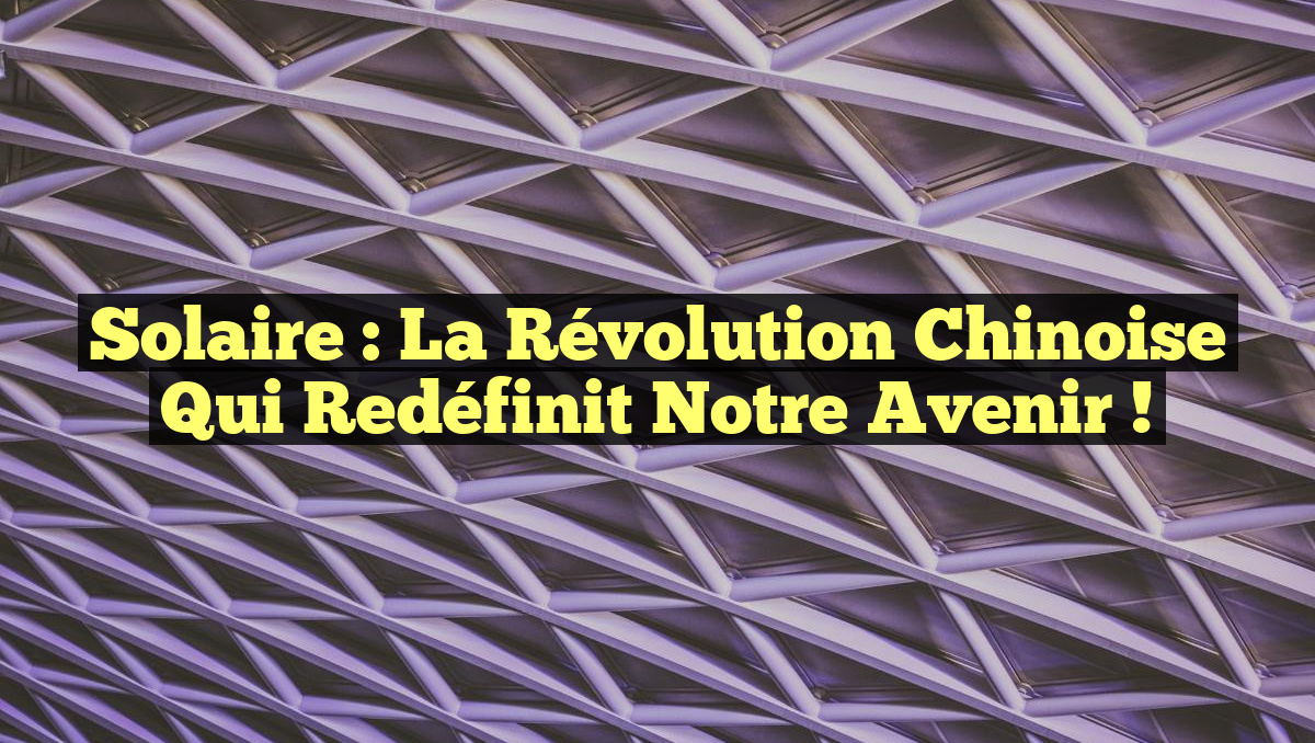 Solaire : La Révolution Chinoise Qui Redéfinit Notre Avenir !