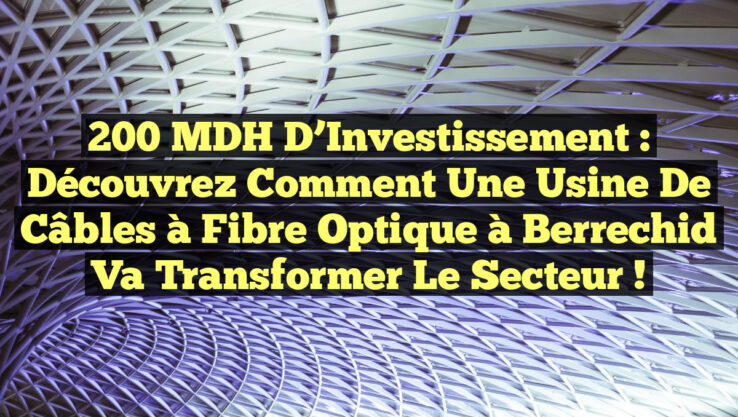200 MDH d’Investissement : Découvrez comment une Usine de Câbles à Fibre Optique à Berrechid va Transformer le Secteur !