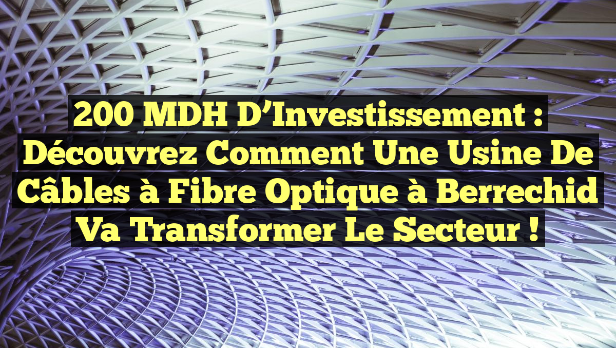 200 MDH d&rsquo;Investissement : Découvrez comment une Usine de Câbles à Fibre Optique à Berrechid va Transformer le Secteur !