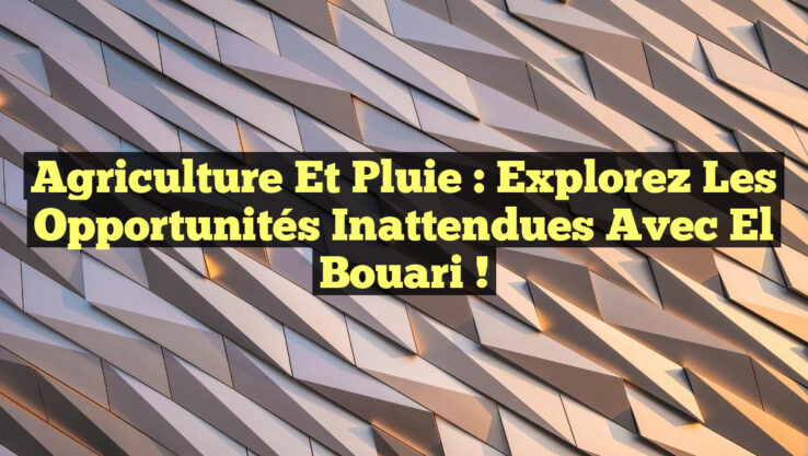 Agriculture et Pluie : Explorez les Opportunités Inattendues avec El Bouari !