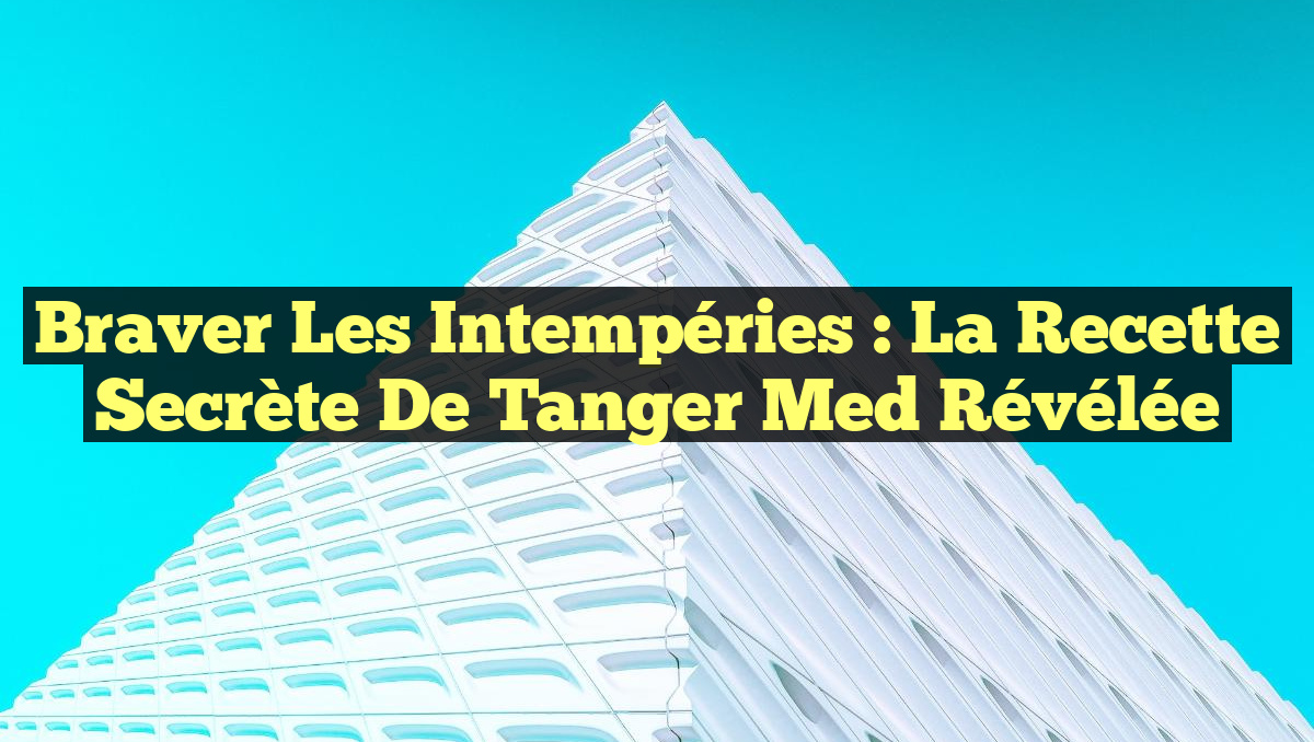 Braver les intempéries : La recette secrète de Tanger Med révélée