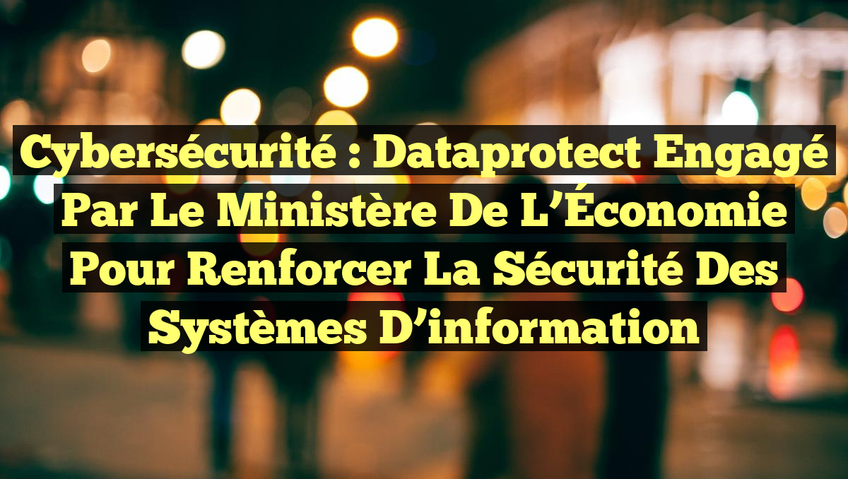 Cybersécurité : Dataprotect engagé par le ministère de l’Économie pour ...