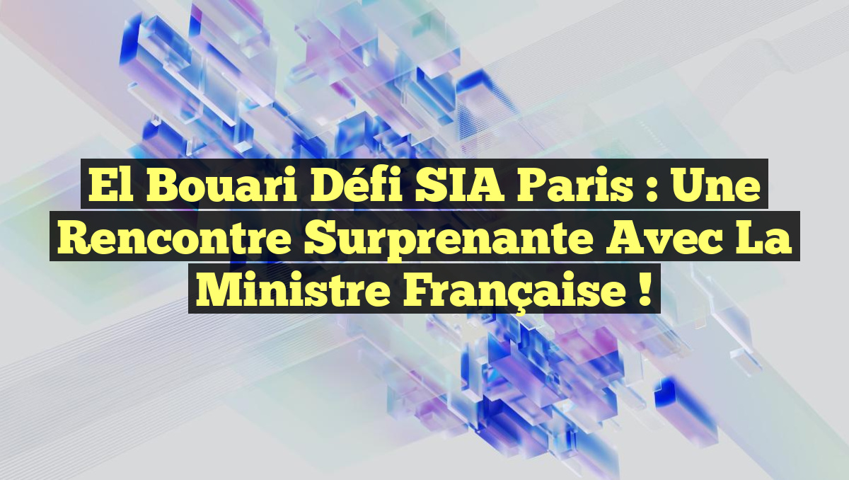 El Bouari Défi SIA Paris : Une Rencontre Surprenante avec la Ministre Française !