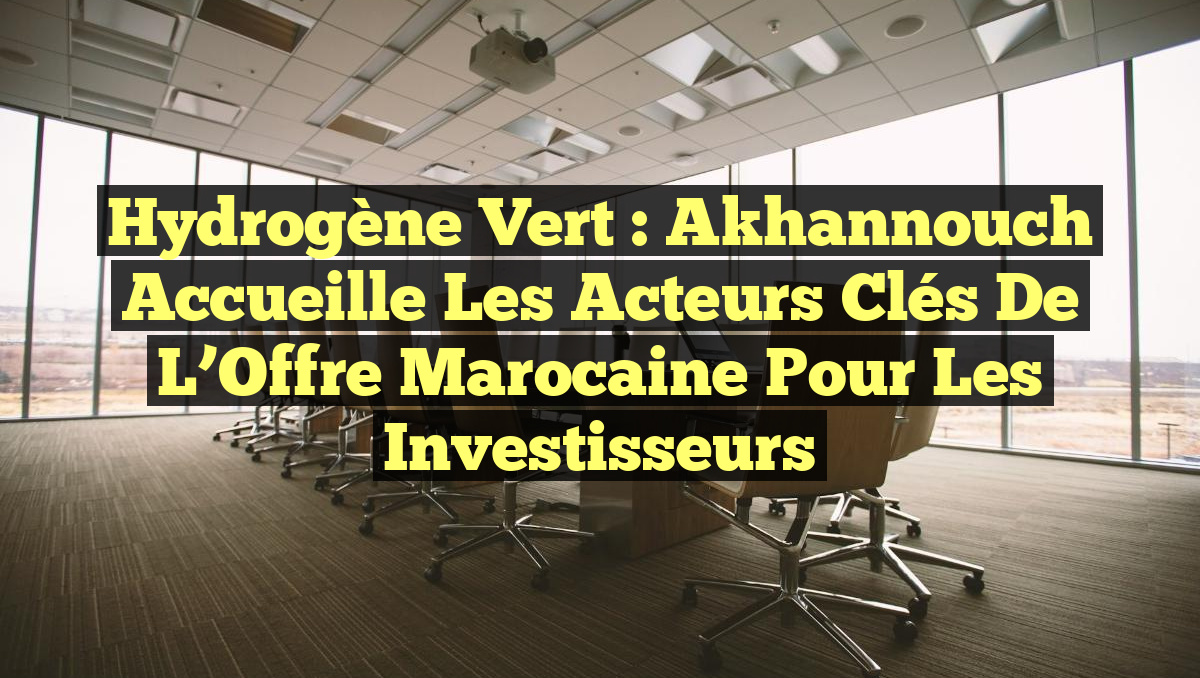 Hydrogène Vert : Akhannouch Accueille les Acteurs Clés de l&rsquo;Offre Marocaine pour les Investisseurs