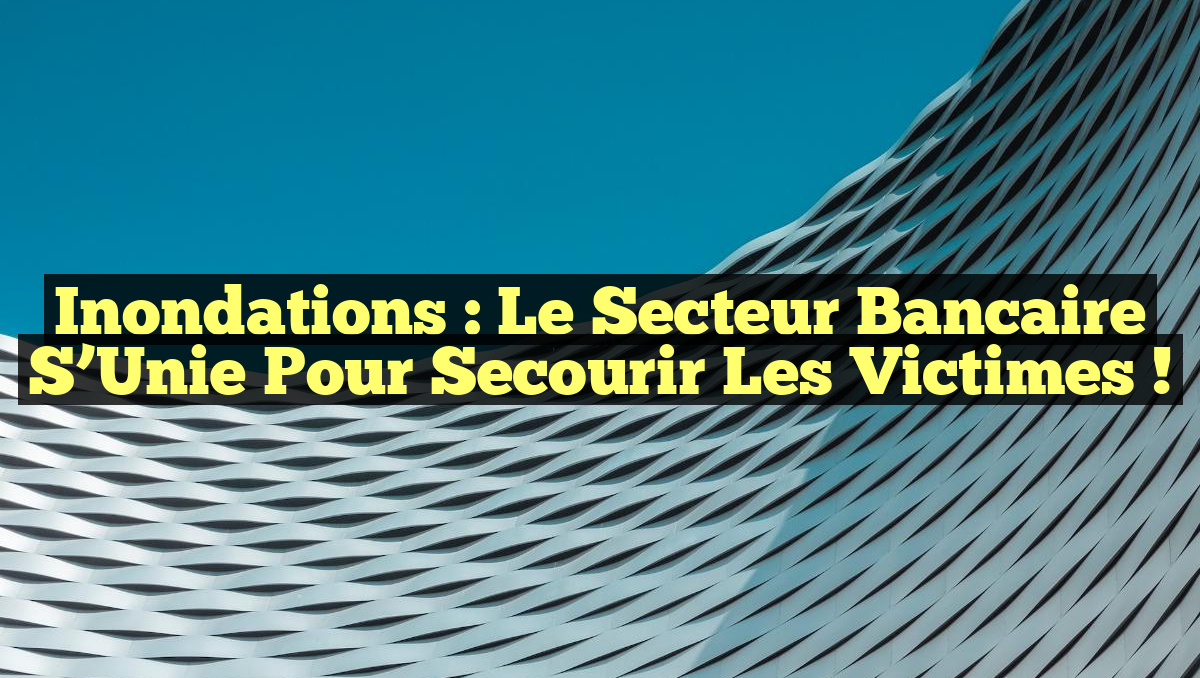 Inondations : Le Secteur Bancaire S’Unie pour Secourir les Victimes !