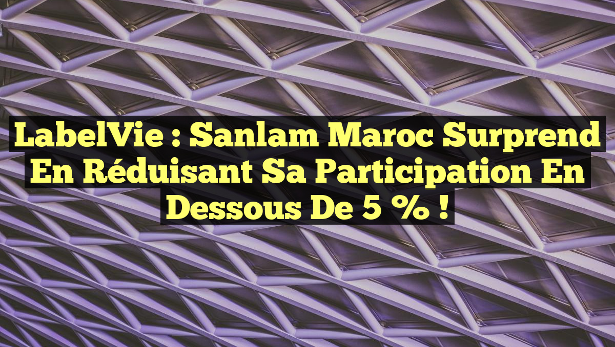LabelVie : Sanlam Maroc surprend en réduisant sa participation en dessous de 5 % !