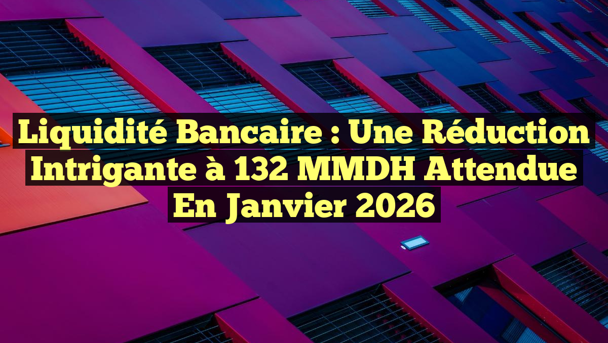 Liquidité bancaire : Une réduction intrigante à 132 MMDH attendue en janvier 2026