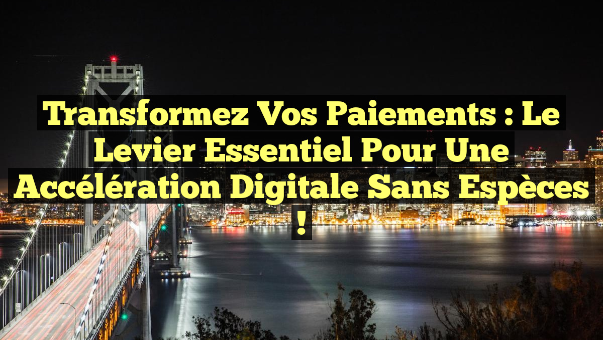 Transformez vos paiements : Le levier essentiel pour une accélération digitale sans espèces !