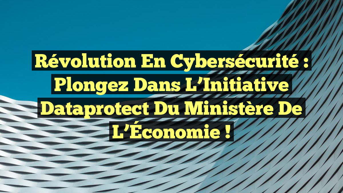 Révolution en Cybersécurité : Plongez dans l’Initiative Dataprotect du Ministère de l’Économie !